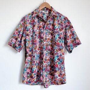 𝅺Missoni Sport Abstract Retro 80's Button Up Short Sleeve Shirt